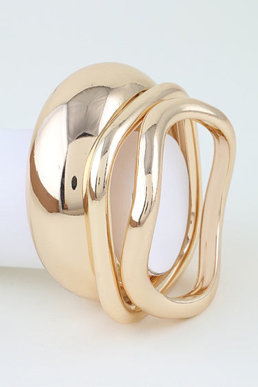 Modern Polished Ripple Bangle Bracelet Set