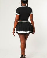 Sleek black skirt set with elastic waistband and comfortable fit