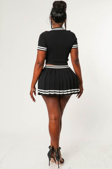 Sleek black skirt set with elastic waistband and comfortable fit
