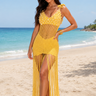 Yellow Shell Embellished Crochet Fringe Cover-Up Dress