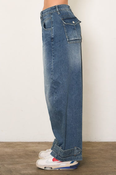 Memphis Girl Wide Leg Jeans with Elastic High Waist | Jeans