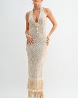 Seashell Muse Sculpted Maxi Dress - Natural | Maxi Dress