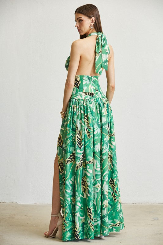 Tropical Allure Cutout Summer Maxi Dress