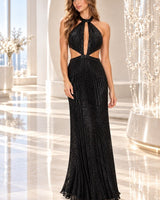 Sequin Mock Neck Maxi Dress (Black) - Palazzo Couture Online
