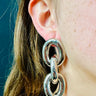 Silver link earrings with bold chain‑style design