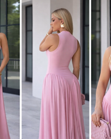 Sculpted Flow Maxi Dress - Pin
