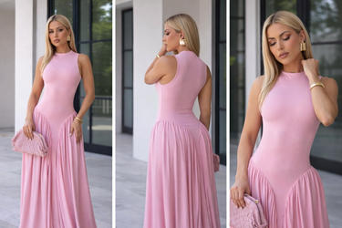 Sculpted Flow Maxi Dress - Pin
