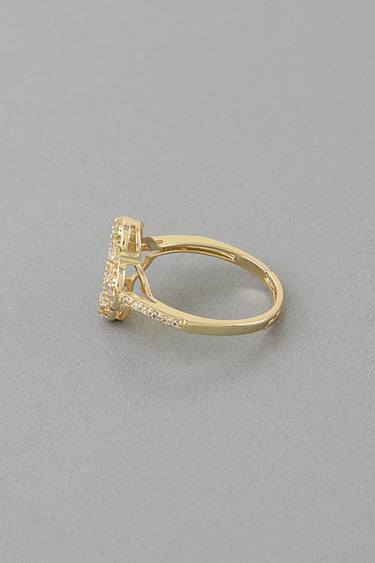 Multi Crystal Clover Statement Ring