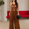 Luxe Lace Elegance 3-Piece Pant Set - Brown | Pant Set