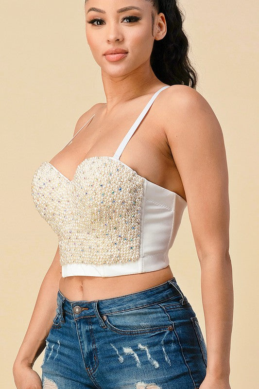 Pearl Trimed Bustier (white)