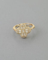 Multi Crystal Clover Statement Ring