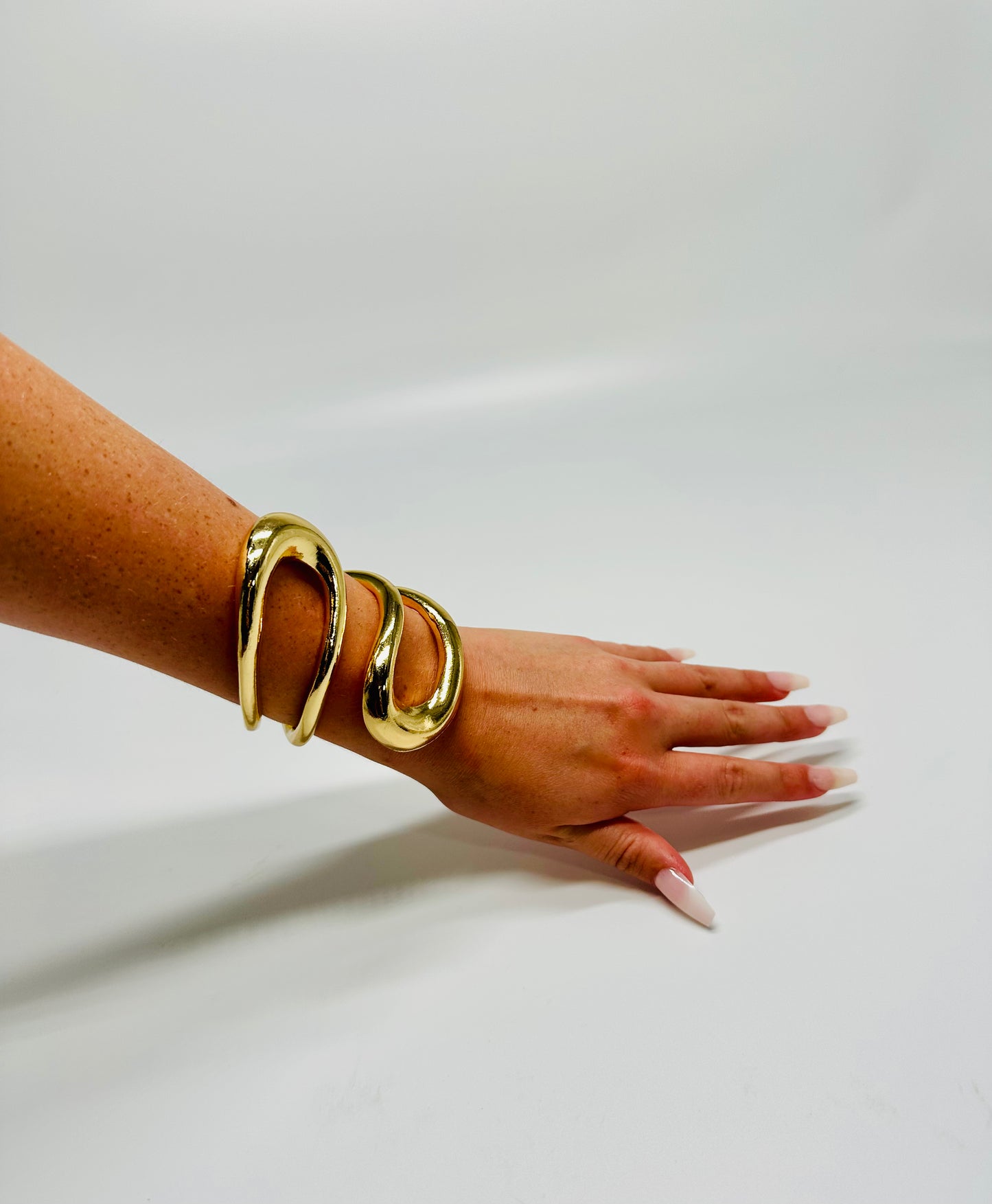 Gemini Wide Hinged Cuff Bangle (Gold)