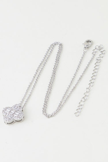 Cubic Zirconia Crystal Clover Pendant Necklace