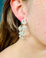 Natural shell boho earrings with pearl-like accents