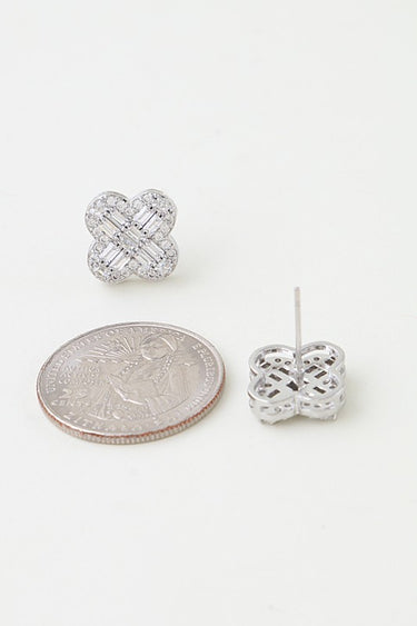 Cubic Zirconia Clover Stud Earrings