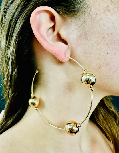 Orbital Sphere Hoops Earrings (Gold)