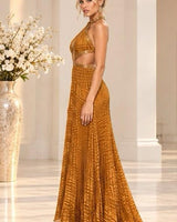 Sequin Mock Neck Maxi Dress (Black) - Palazzo Couture Online