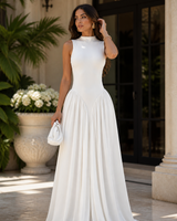 Sculpted Flow Maxi Dress - Ivory