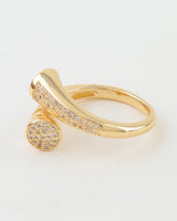 Bejeweled Crystal Vine Wrap Ring -Gold Clear
