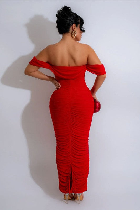 Enchanting Allure Ruched Gown (Red)