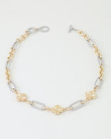 Cubic Zirconia Two-Tone Clover Chain Necklace