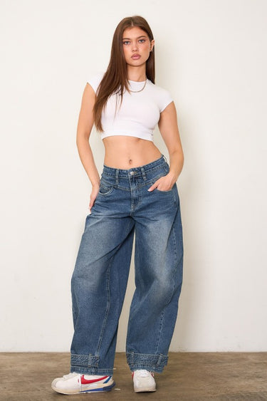 Memphis Girl Wide Leg Jeans with Elastic High Waist | Jeans