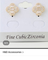 Cubic Zirconia Clover Stud Earrings
