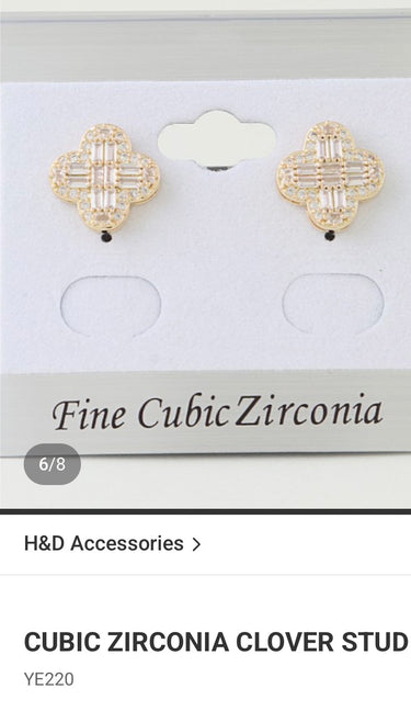 Cubic Zirconia Clover Stud Earrings
