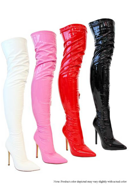 Gisele Pointed Toe Over The Knee Boots (Pink)