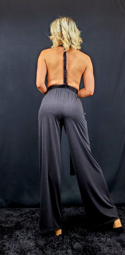 Chic Convertible Self Tie Jumpsuit (Black)