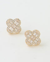 Cubic Zirconia Clover Stud Earrings