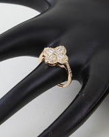 Multi Crystal Clover Statement Ring