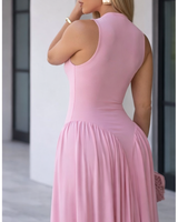 Sculpted Flow Maxi Dress - Pin