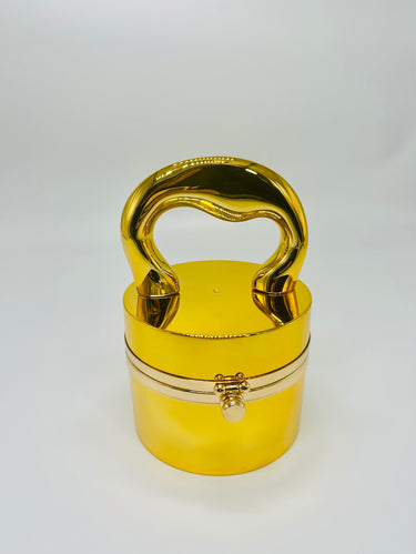 Luxe Metallic Gem Box Clutch (Gold)