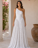 Midnight Muse Polka Dot Ruffle Maxi Dress – Black/Wh | Maxi Dress