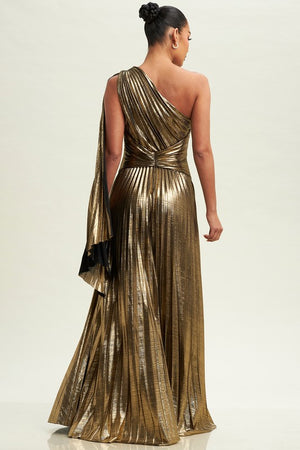 Made For Me Metallic Maxi Dress (Bronze)