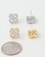 Cubic Zirconia Clover Stud Earrings