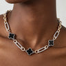 Beaded Two-Tone Cubic Zirconia Clover Chain Necklace