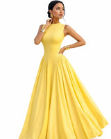 Sculpted Flow Maxi Dress - Yellow
