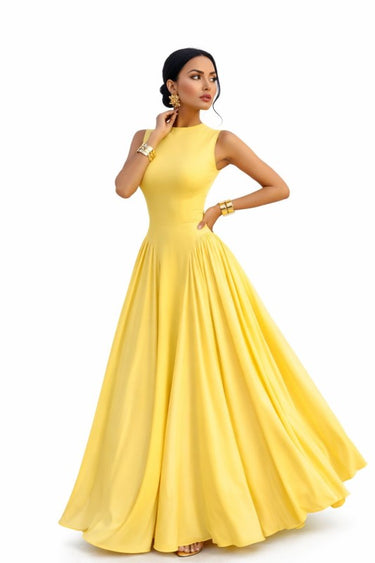 Sculpted Flow Maxi Dress - Yellow