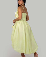 Ethereal Blossom High-Low Dress – Yellow