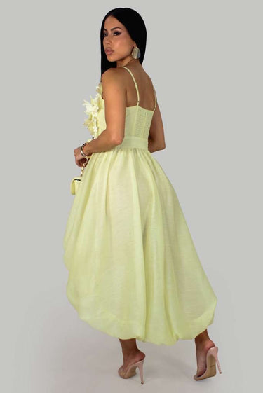 Ethereal Blossom High-Low Dress – Yellow