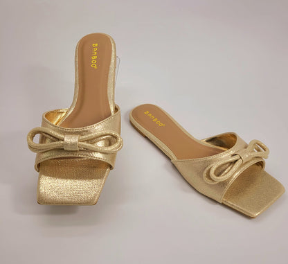 Ribon Flat Sandal (Gold)