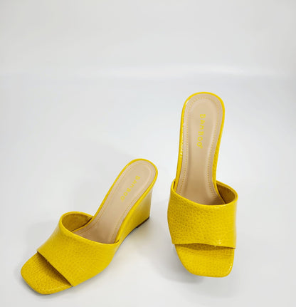 Dolce Vita Platform Heels Slide Sandals (Yellow)