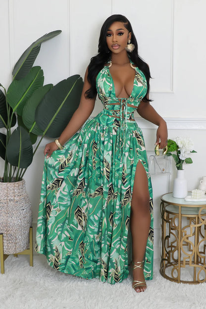 Tropical Allure Cutout Summer Maxi Dress