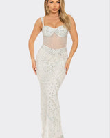 White Floral Sequin Gown – Enchanted Blossom Maxi | Maxi Dress