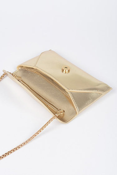 Sleek Enamel Envelope Clutch - Black - Palazzo Couture Online