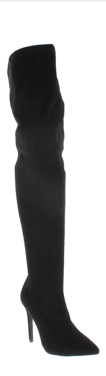 Suede Black Gisele Pointed Toe Over The Knee Boots