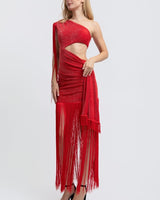 Golden Fringe Glam Cut-Out Maxi Dress - Black | Maxi Dress