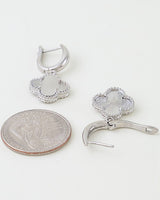 Ribbed Clover Drop Hoop Earrings